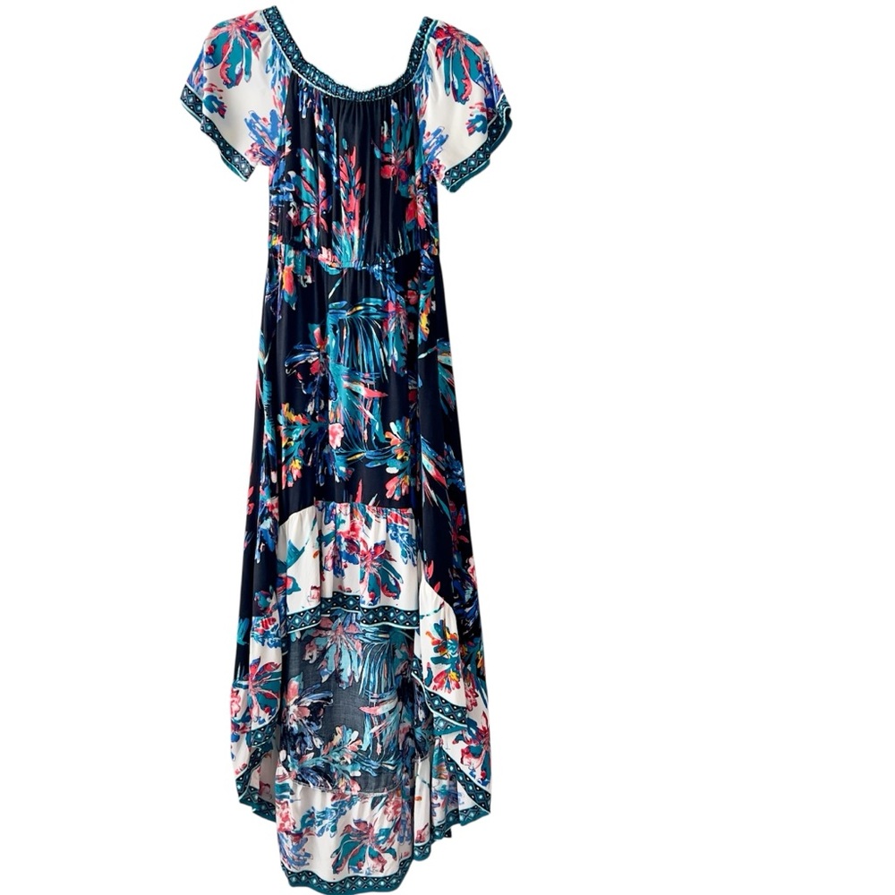 Flying Tomato High Low Off The Shoulder Maxi Dress Black Floral Women’s Size M